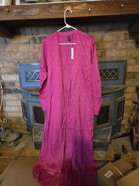 Victoria's Secret Hot Pink Long Satin Robe